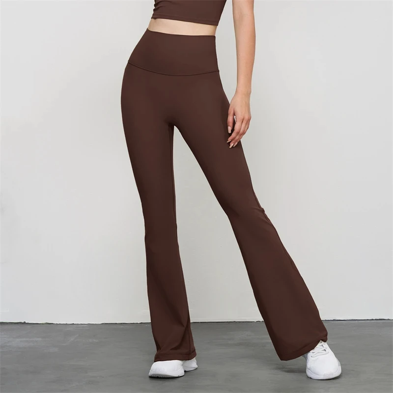 Rozkloszowane legginsy w jednolitym kolorze Wysoka talia Slim Bell-Bottoms Damskie spodnie z szerokimi nogawkami Joga Legginsy sportowe Trening