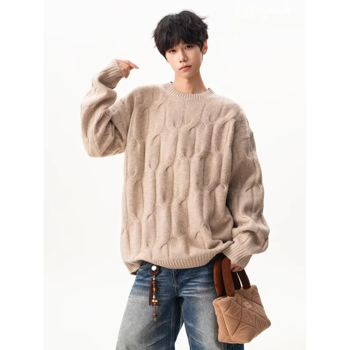 

Sli round Ne Knitted Sweater Men's Base Layer irt Trendy Autumn Winter Slim Fit Top Quali Soft Polyester Fiber