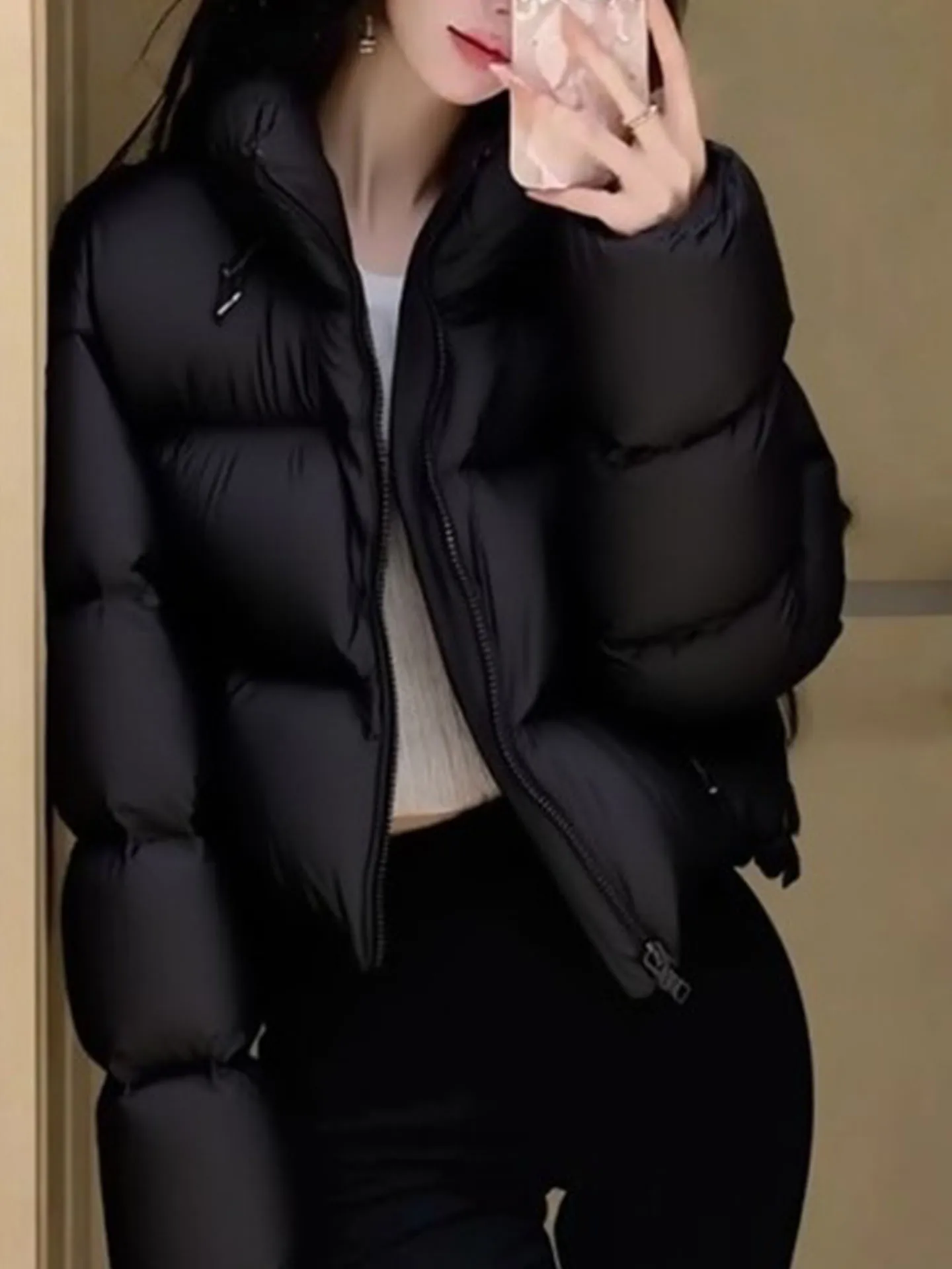 เสื้อโค้ทกันหนาวแบบพองตัวสำหรับผู้หญิง สไตล์เกาหลี แฟชั่นสำหรับเดินทาง ให้ความอบอุ่น แขนยาว