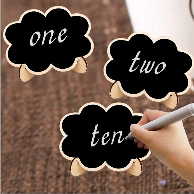 20Pcs Wood Mini Chalkboard Labels With Support Easel Stand For Birthday Parties Food Label Table Number Message Board