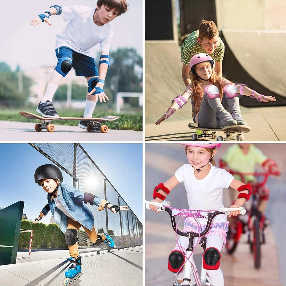 Ensemble d'équipement de protection complet pour jeunes, casque multisports, genouillères et coudières avec protège-poignets pour garçons et filles, patinage cycliste