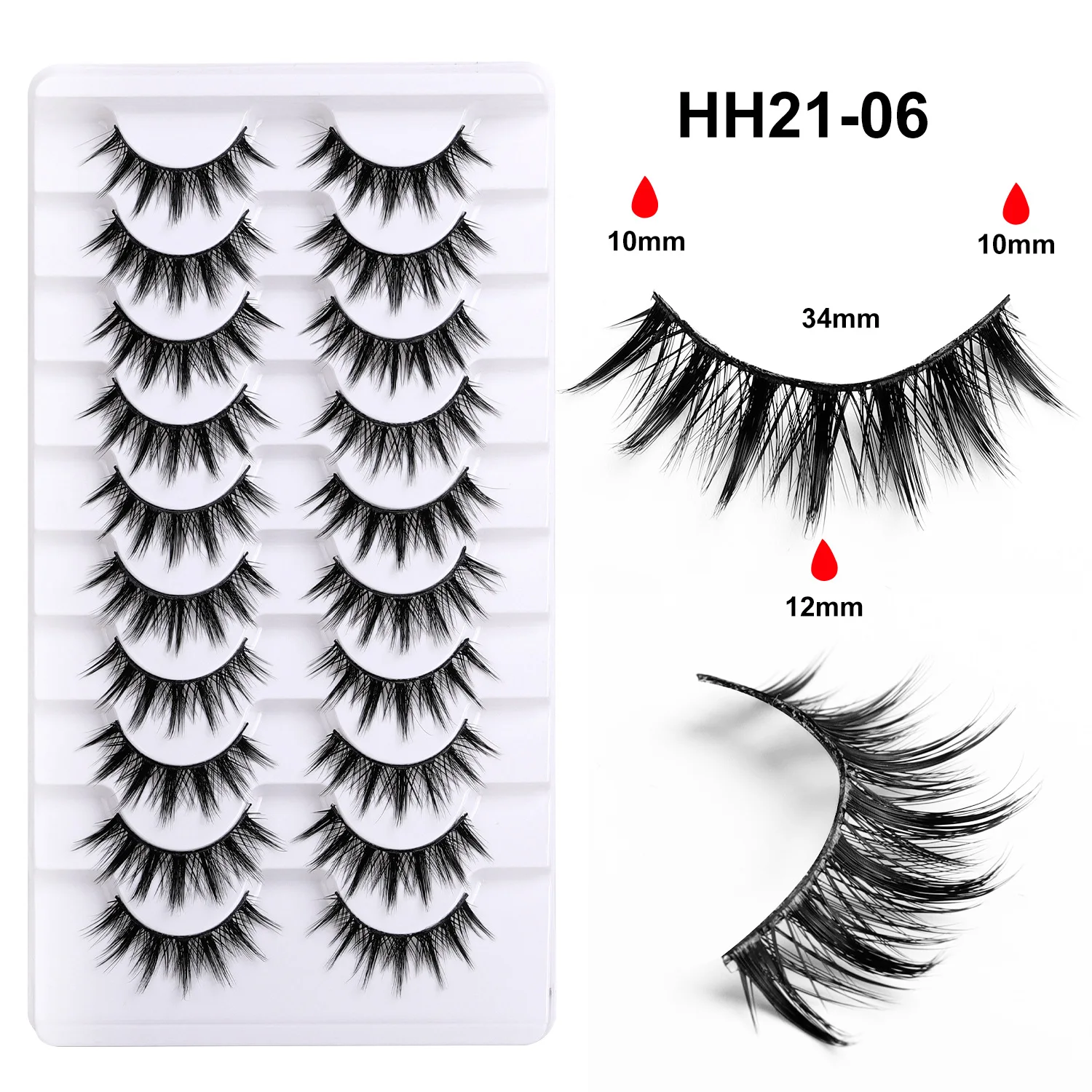 New 10 Pairs Manga Lashes Natural Eyelashes Soft Cross Wispy Clear Band False Eyelashes Doll Eyes Lashes Cosplay Extension