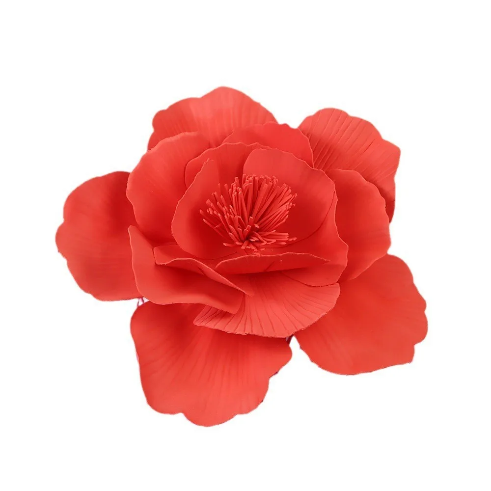 Large Rose PE Foam Flower Hotel Wedding Background Decoration Bedroom Decor Accessories Festive DIY Artificial Flat Bottom Rose