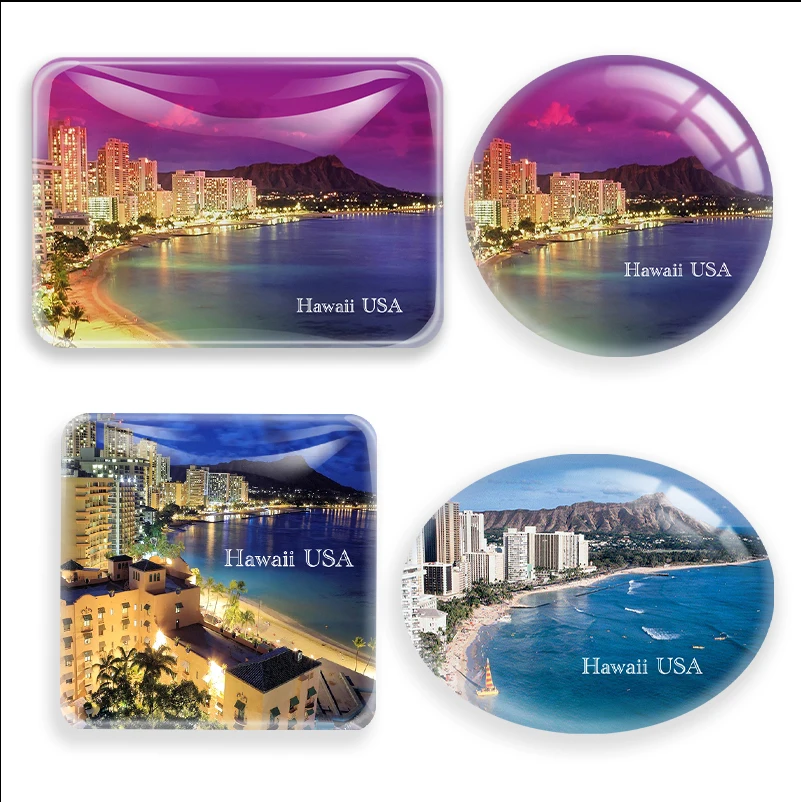 waikiki beach Hawaii USA honolulu seafront resort  Fridge Magnet Souvenir House Decoration glass Refrigerator Magnetic