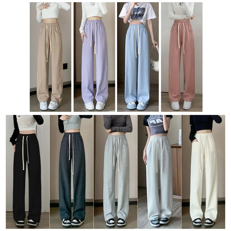 Women Fashion Colorful High Waisted Sweatpants Lady Baggy Y2k Pants Straight Leg Slacks Female Concise Sports Joggers Trousers