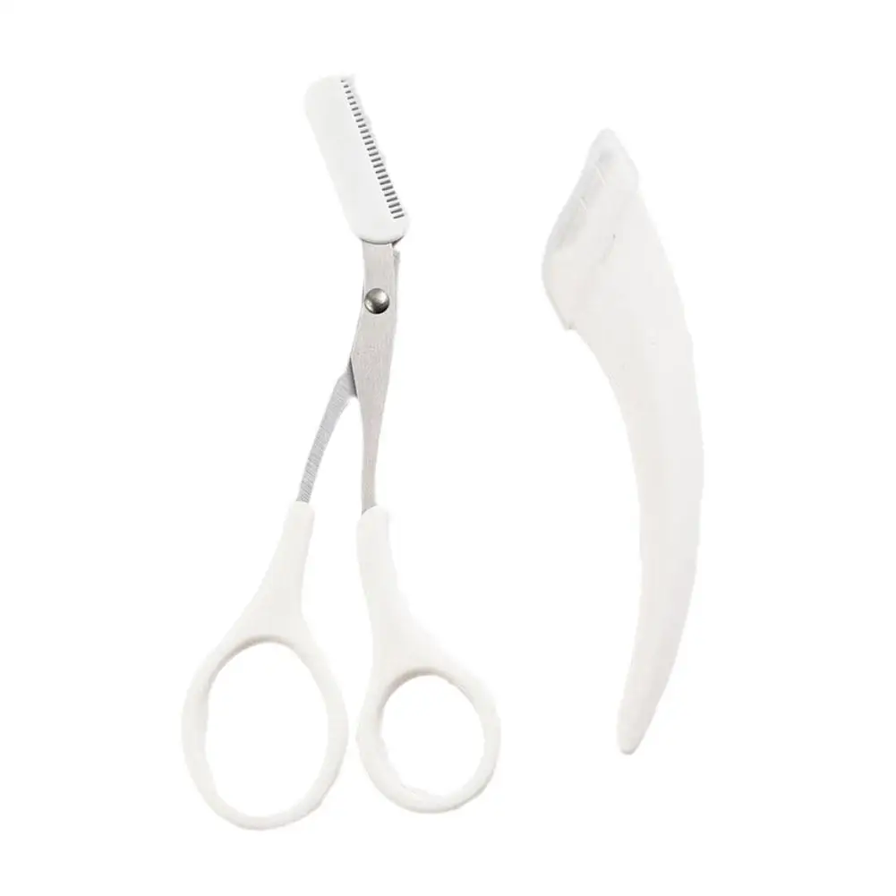 Professional Eyebrow Trimming Curved Eyebrow Razor Eyebrow Scissors With Comb Makeup Tool Hair Removal Accessories