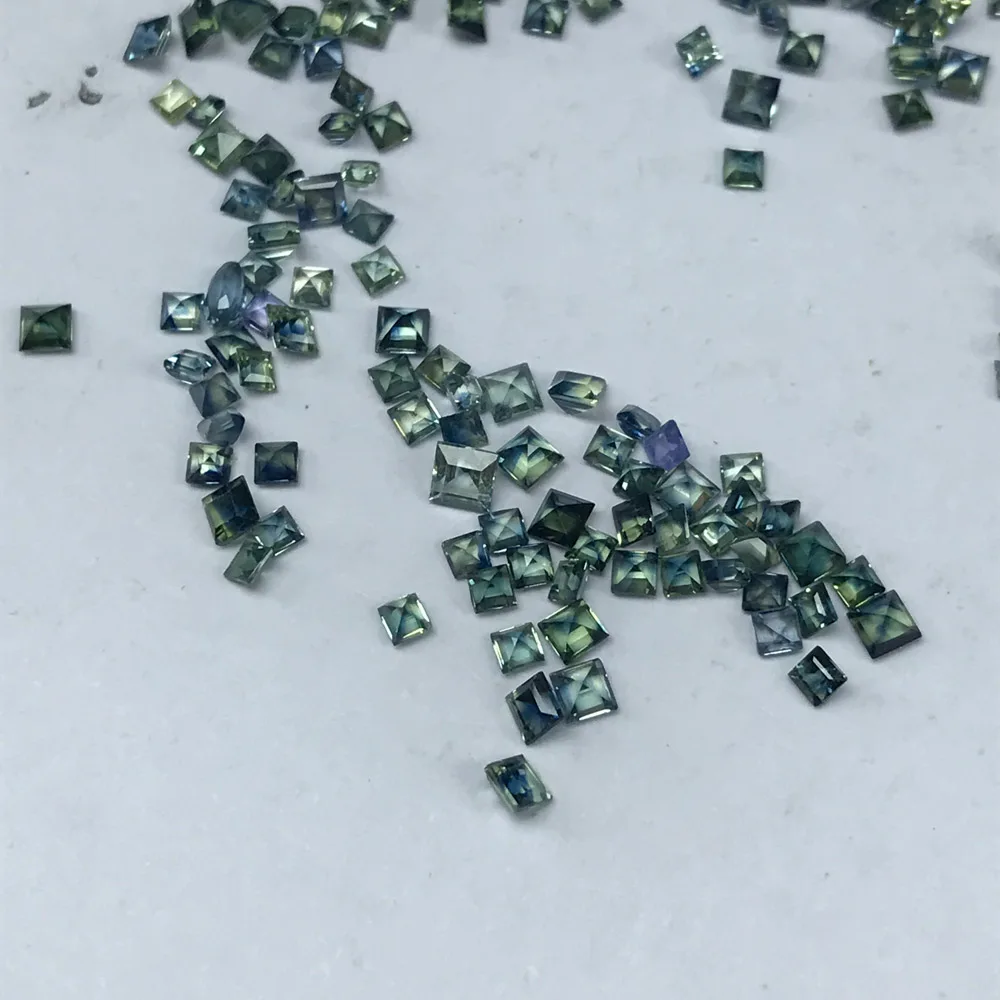 VANTJ 100% Natural Blue Green Sapphire Loose Gemstone Square Cut for Diy Handmade Jewelry Mounting Women Party Gift Wholesale