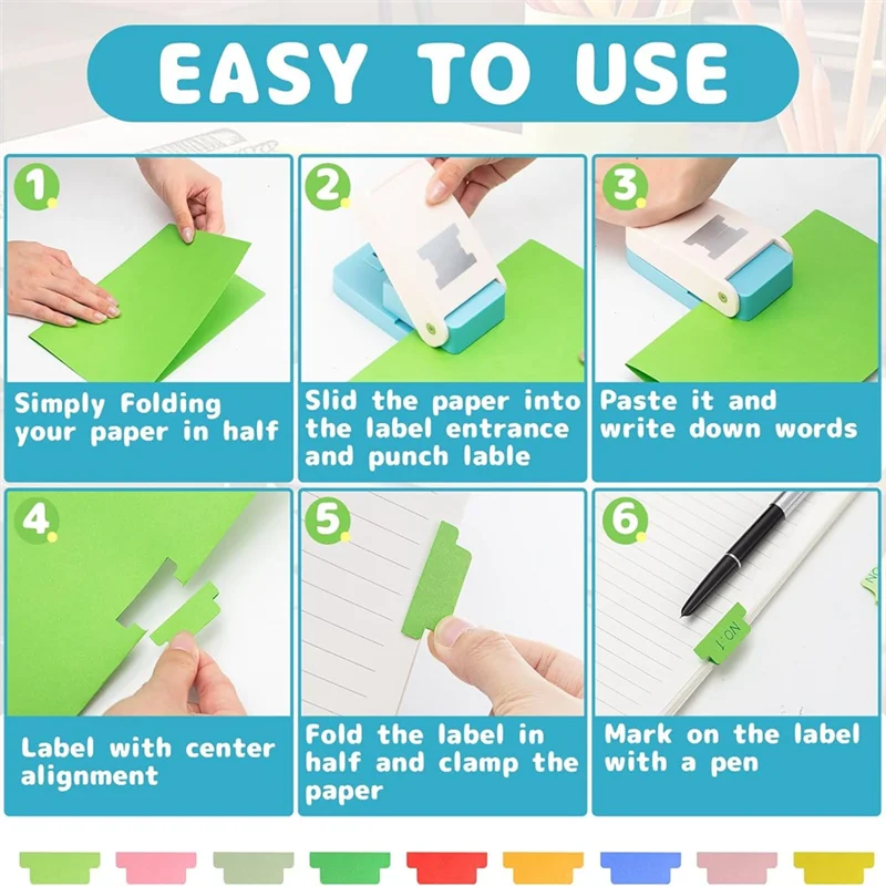 For Crafting 1.5In 2 Shapes DIY Index Tab Puncher Label Tag Paper Punch  For Scrapbooking Book Tabs White&Blue 2Poece-N38R