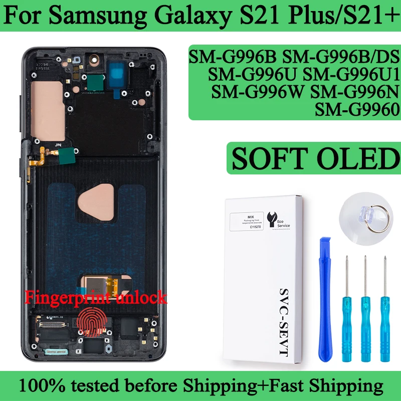 667-''sm-g996b-100-テスト済みソフト-oled-液晶サムスンギャラクシー-s21-プラスディスプレイタッチスクリーンデジタイザパネルアセンブリとフレーム
