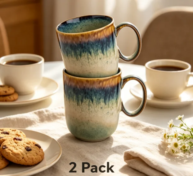 Hot Selling 2 Pack Ceramic Mug Set Kayce Collection Coffee Tea Cups Best Sellers