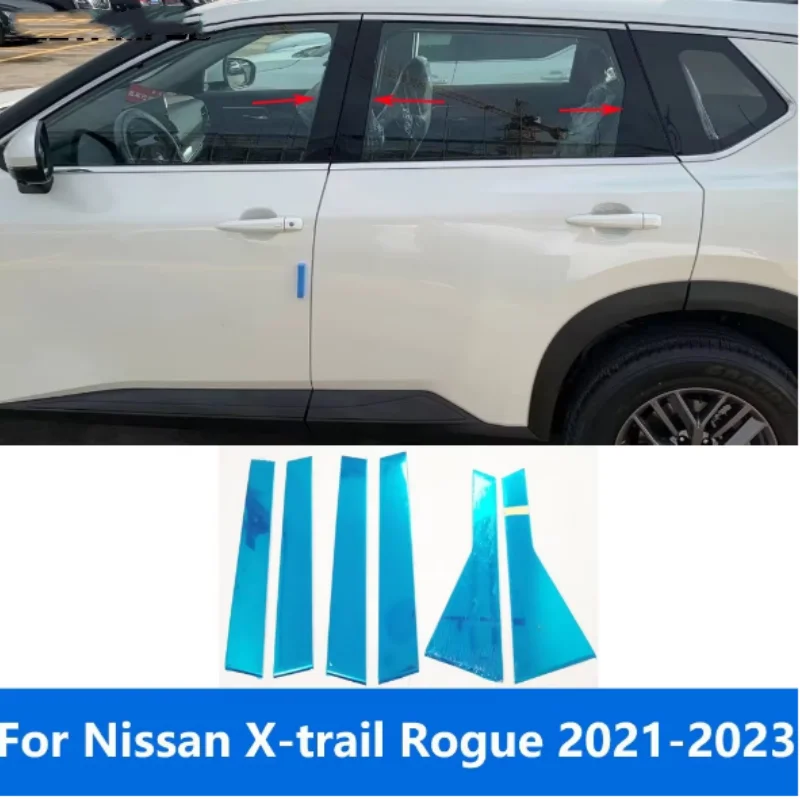 

For Nissan X-trail Rogue T33 2021-2023 Steel Car Window Center Pillar Cover Trim Middle B C Pillars Post Strip Accessories