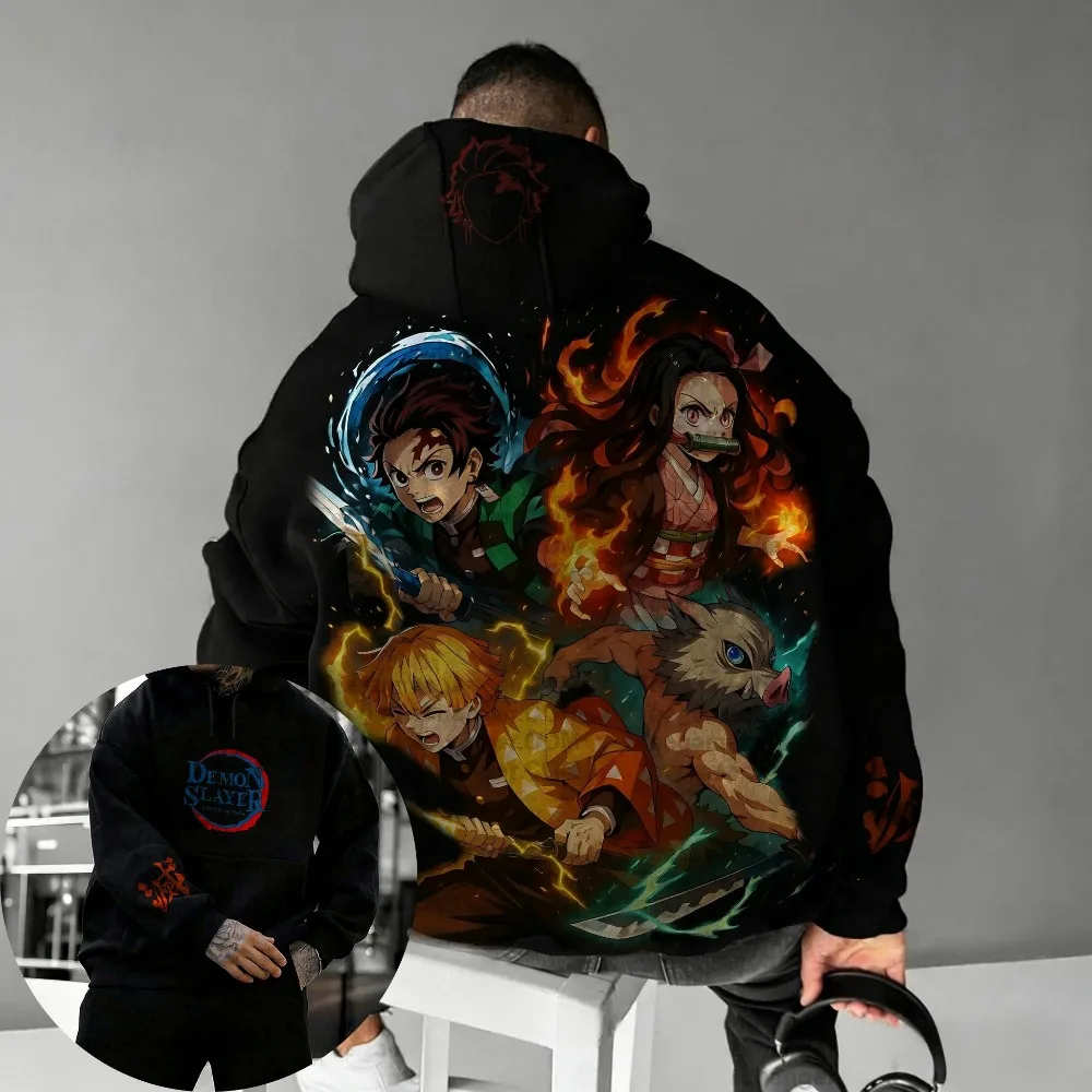 

Demon Slayer Men's Hoodie Sweater Tanjiro Kamado Japanese Anime Spring Autumn Boys Children's Long-sleeved Parent-child Outfit