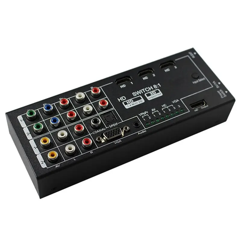 AT29-Digital Multi-Functional Converter AV Ypbpr VGA 8 Port To HD 1080P Audio Video -Compatible HD Switch Switcher EU EU Plu