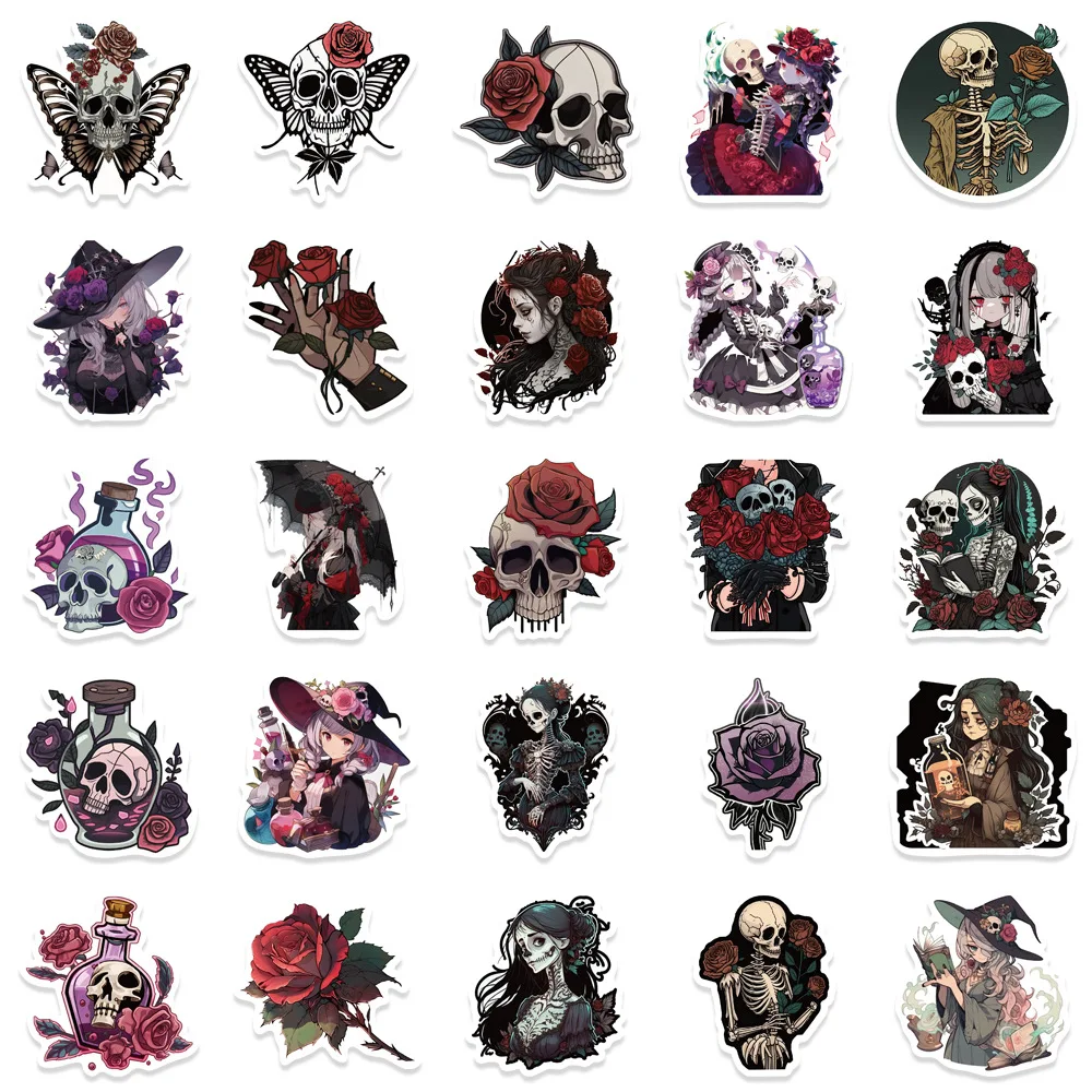 10/30/50Pcs Retro Gothic Girl Waterproof Graffiti Sticker Aesthetic Decorative Luggage Laptop Cup Phone Scrapbook Kids Stickers