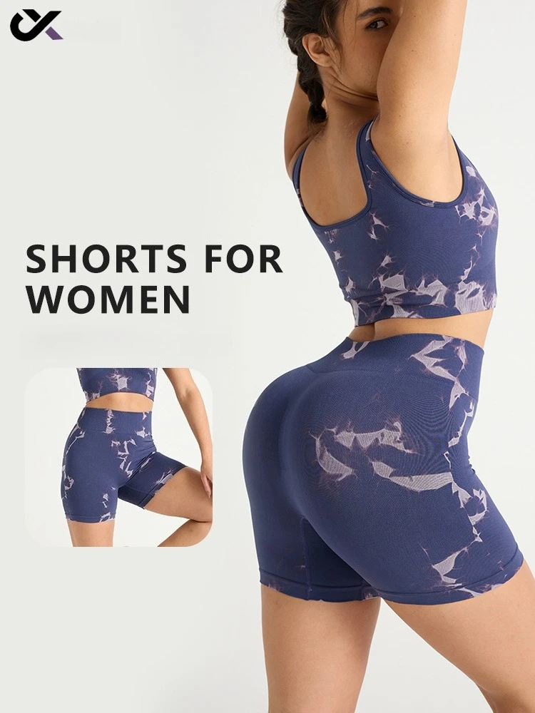 

High Waist Tie-dye Yoga Shorts Women's Sports Peach Buttocks Belly Fitness Shorts Quick-drying Tight Sports Shorts