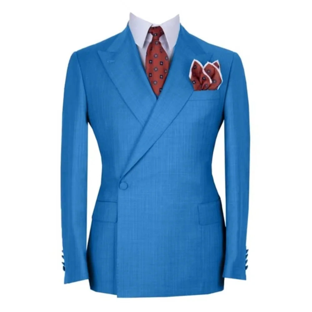 

Men Suits One Button Double Breasted 2 Pcs Slim Fit Blazer Wedding Tuxedo Terno Masculino Costume Homme Prom Groom Jacket+Pant
