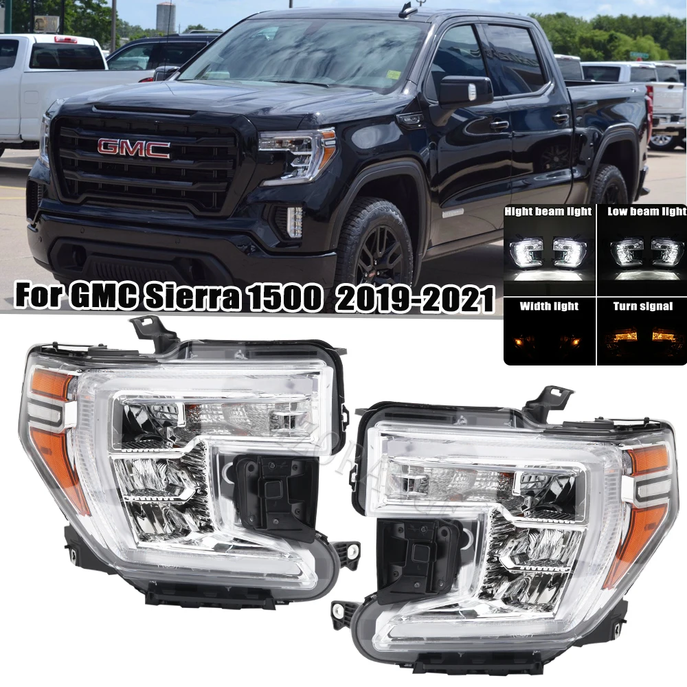 LED Headlights For GMC Sierra 1500 2019 2020 2021 Car Headlights headlamp Turn signal light width light low beam accessories