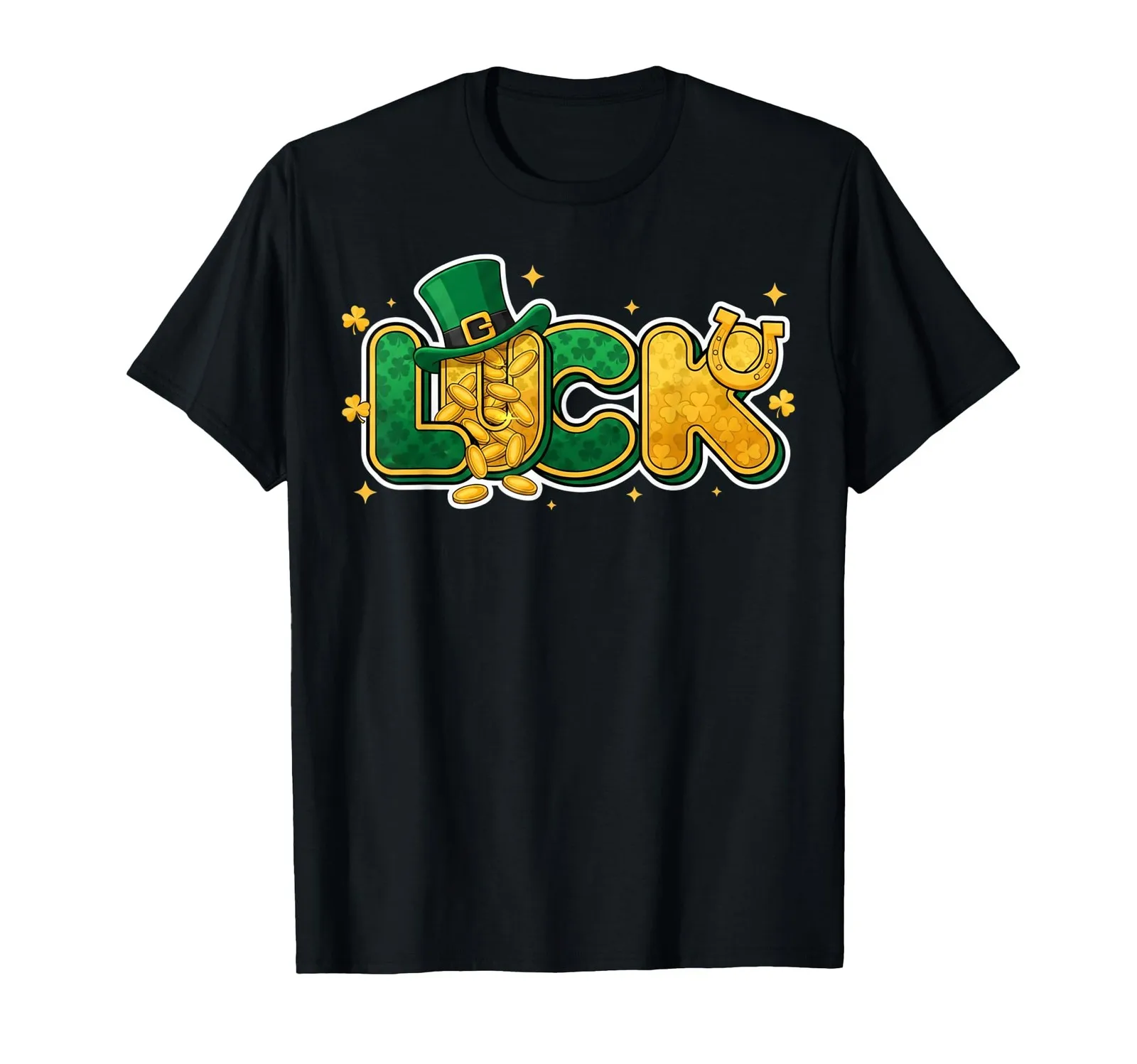 

St Patrick's Day Y2K Lucky Shamrock Horseshoe Tee