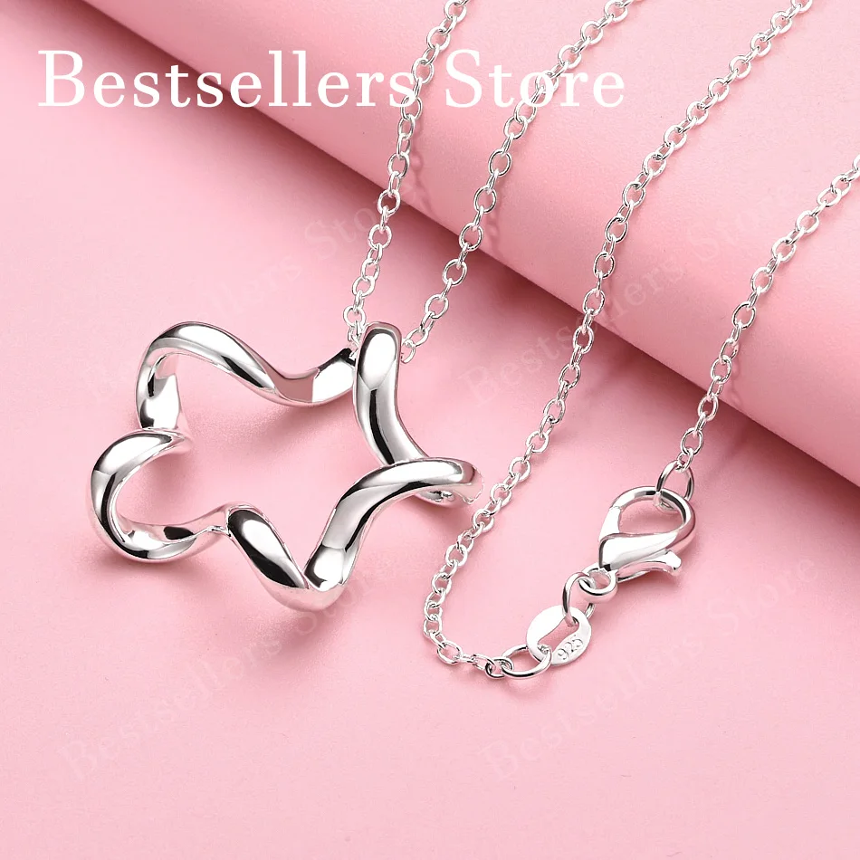 

Ожерелье из стерлингового серебра 925 пробы 16-30 дюймов, изысканное ожерелье с подвеской в виде витой звезды для женщин, свадебные модные ювелирные аксессуары, подарки