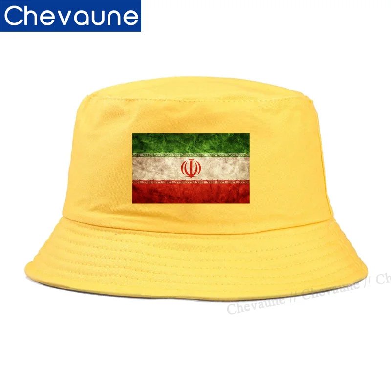 Iran Flag Bucket Hats Print Cool Fans Sun Shade Simple Outdoor Summer Iranian Fans Fisherman Caps IRN Nation Flag Fishing Caps