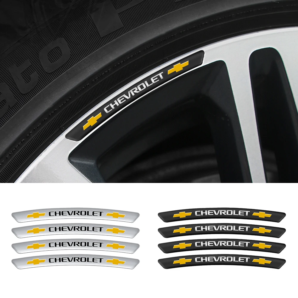 4Pcs Aluminum Car Styling Wheel Rim Decor Stickers Accessories For Chevrolet Captiva Silverado Spark Monza Crvalier Malibus Volt