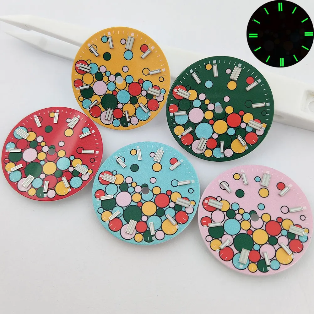 nh35 dial 28.5mm watch dial color bubble dial Ceramic dial Green lumens suitable for NH35/36/4R7S movement watch accessories ﻿
