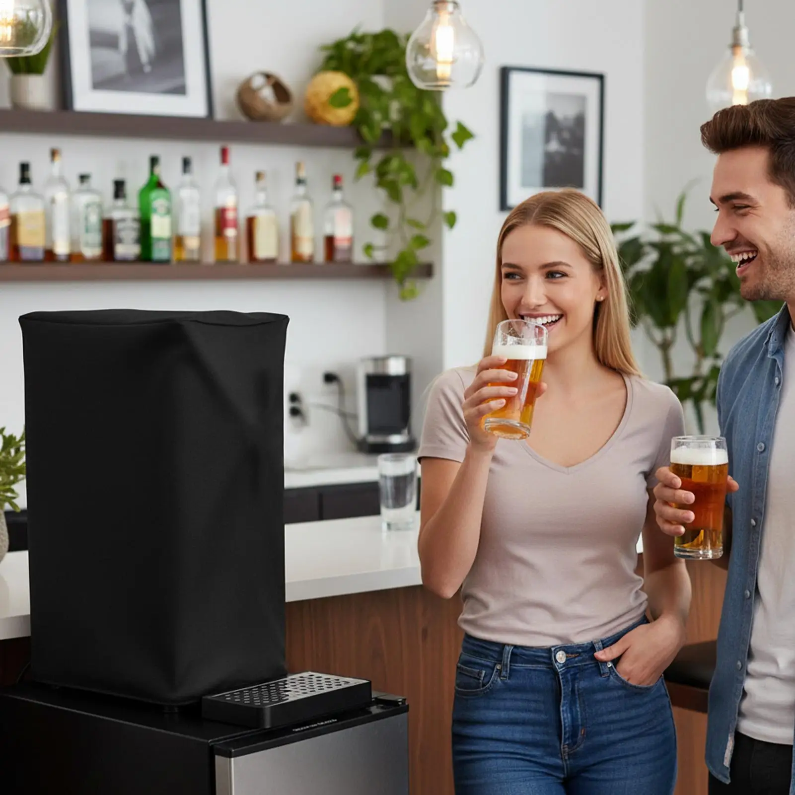 

Beer Tower Protecting Cover UV Resistant Waterproof Black Protective Sleeve Beer Tower Dust Insulation Sleeve For Bar Picnic Bbq