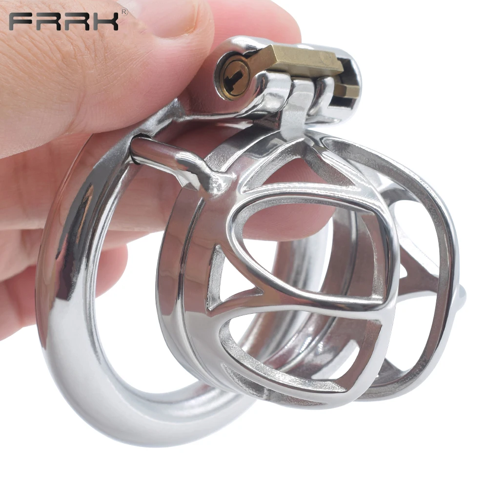 FRRK B Word Lock Toys for Men Steel Chastity Belt Metal Innie Cock Cage CBT Testicles Penis Rings BDSM Erotic Sexy Shop