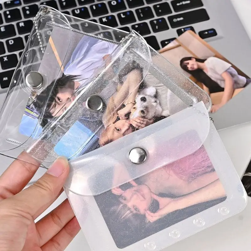 Loose Leaf Card Holder M5 5Holes Note Book Inner Storage Bag Glitter Transparent Photocard Holder Photo Album Card Sleeve