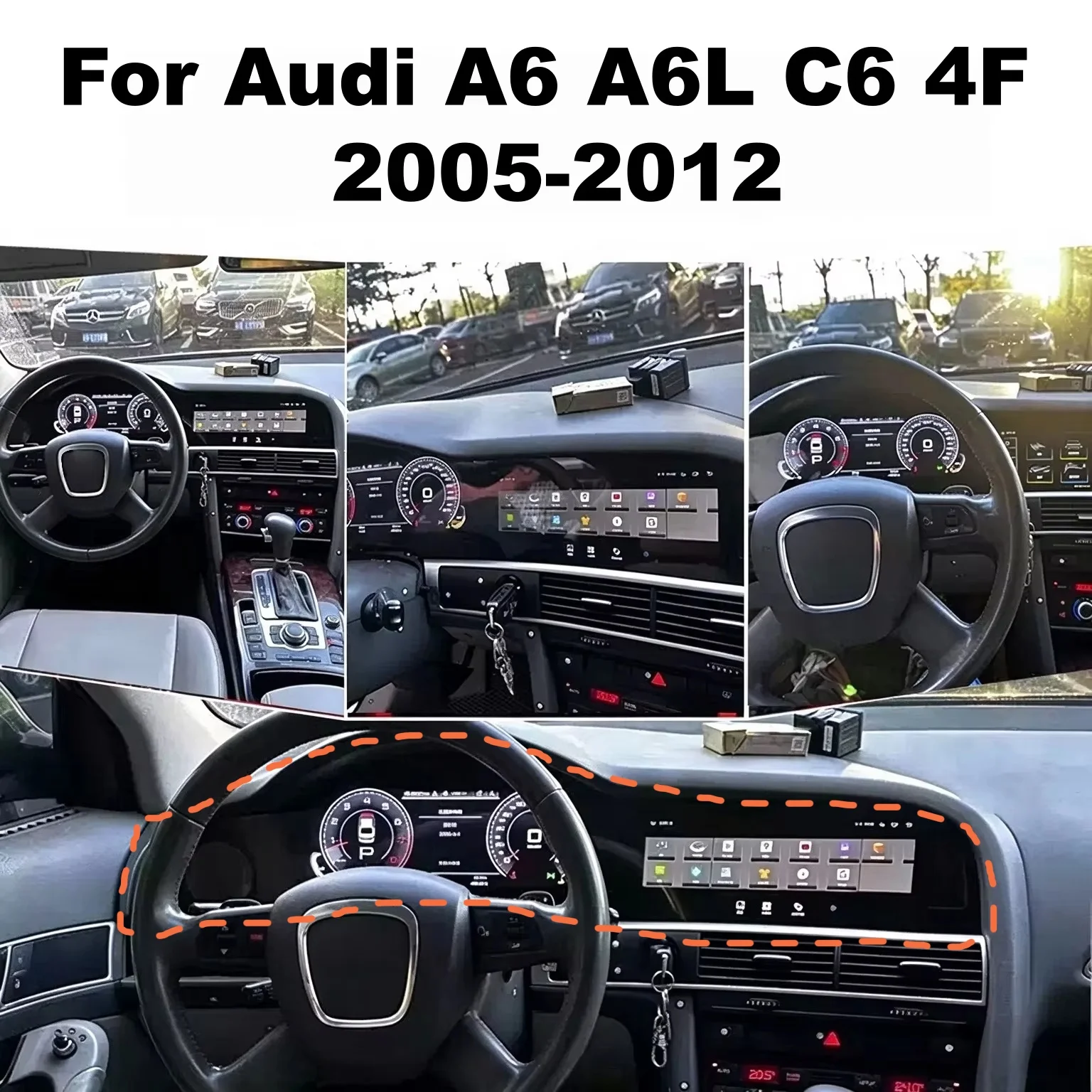 Car Dashboard LCD Digital Instrument Dual Screen Car Radio Android CarPlay Car Multimedia Player For Audi A6 A6L C6 4F 2005-2012