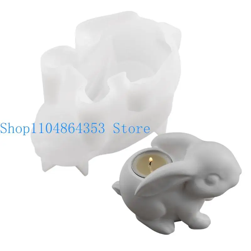 

652F Rabbit Holder Silicone Mold Crafting Supplies Silicone Texture Perfect for Handmade Candlestick and Gifts