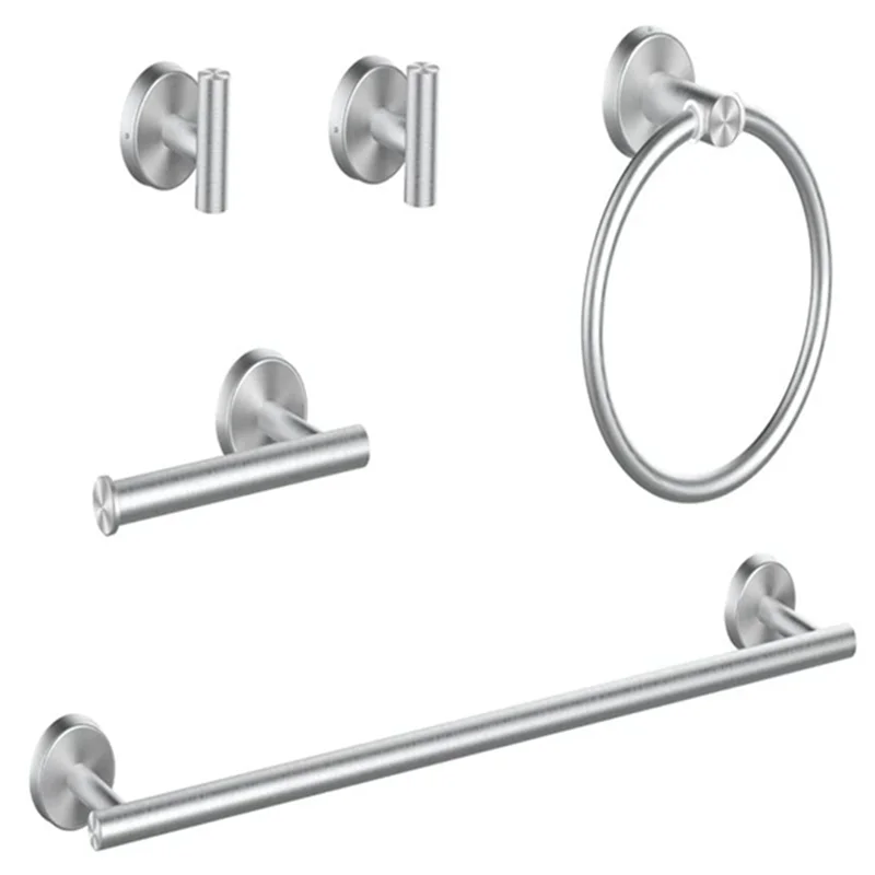 ABNO-Bathroom Hardware Set 5-Piece Toilet Tissue Rack And Towel Ring Set Bathroom Towel Bar Set