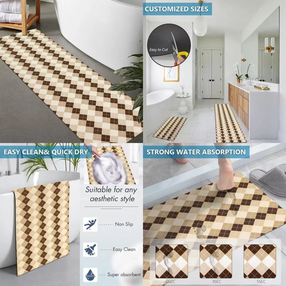 

Резиновые нескользящие, быстросохнущие, супервпитывающие тонкие коврики для ванной по индивидуальному заказу - моющиеся коврики для наполей в ванной комнате.