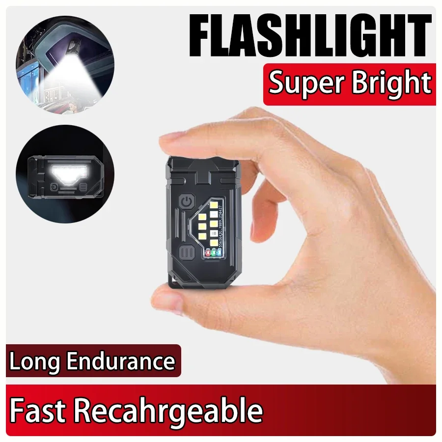 MINI USB wiederaufladbare LED-Taschenlampe, tragbare Schwanzmagnet-Taschenlampe, superhelle Camping-Laterne, seitliches COB-Notlicht
