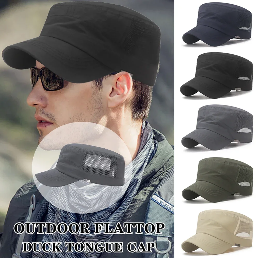 New Quick Dry Military Hats For Men Summer Sun Hat Flat Top Army Caps Unisex Outdoor Mesh Breathable Cadet Casquette