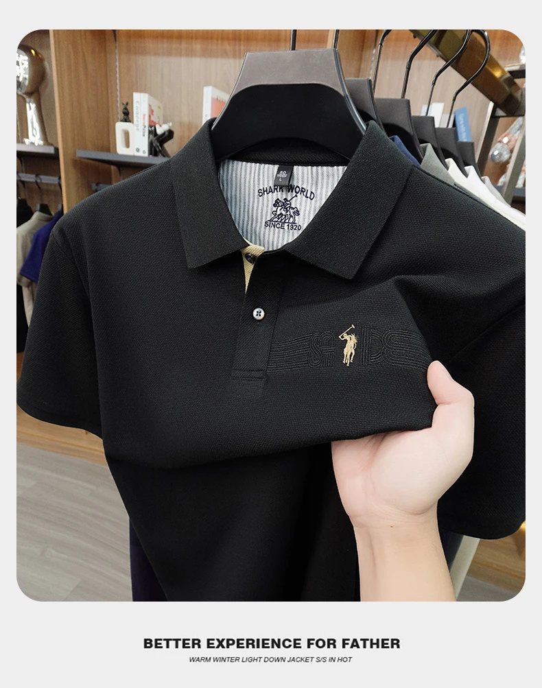 High-End-Marke Stickerei Kurzarm POLO Shirt Männer Flip Golf-Tops Sommer Komfort Seide Baumwolle Mode Business Leisure Paul T-Shirt – Detail 21