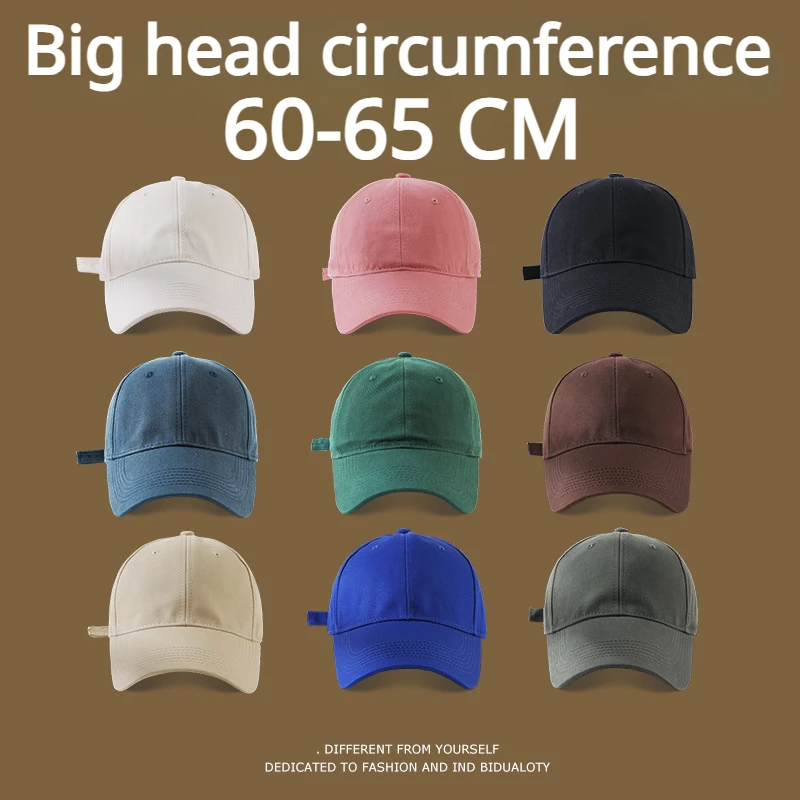 

Big Size Baseball Caps Solid Color Big Head Man Soft Cotton Plus Large Size Women Hats 60-65CM gorras para caballero casquette