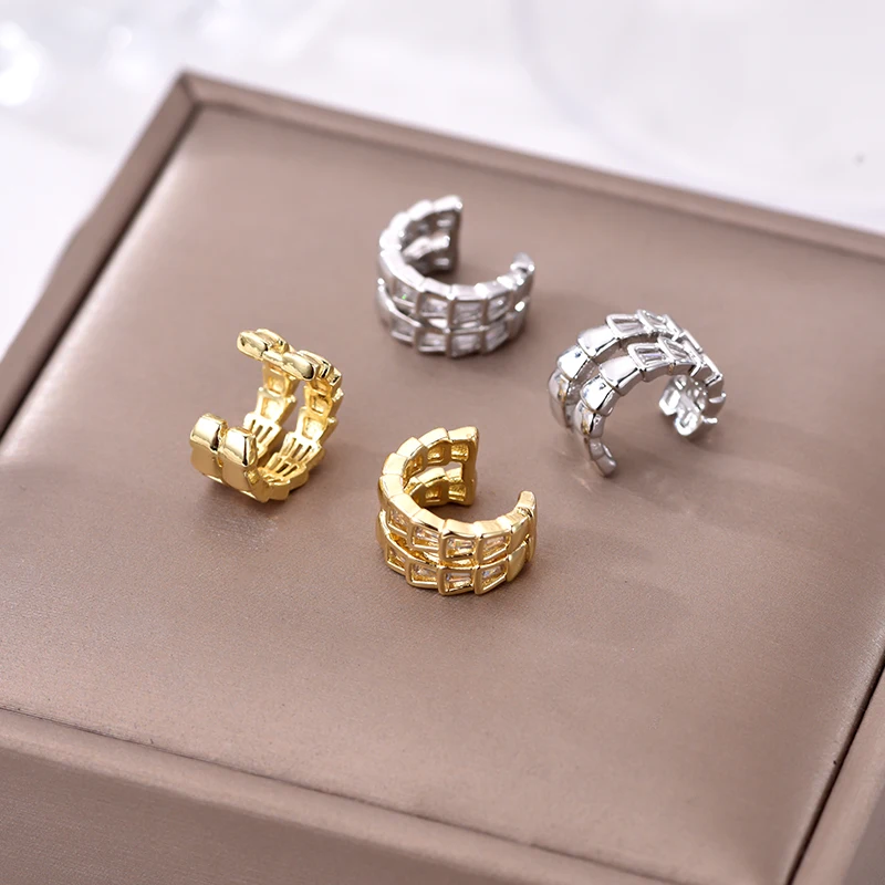 Neue Doppel Hoops Exquisite Geometrische Gefälschte Keine Durchbohrten Clip Ohrringe Für Frauen Zirkonia Ohr Clips Elegante Ohr Manschette Ohrringe Schmuck – Detail 11