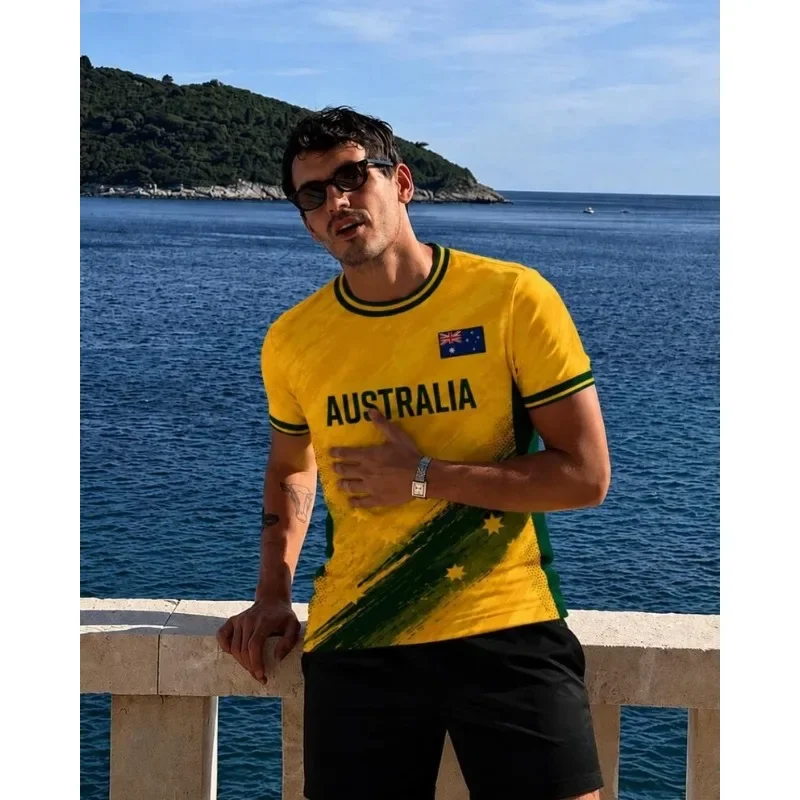 2027 3D Printed Australian Parent-child Football Summer and Autumn Casual Quick Drying Football Tee for Parent Child Clothing