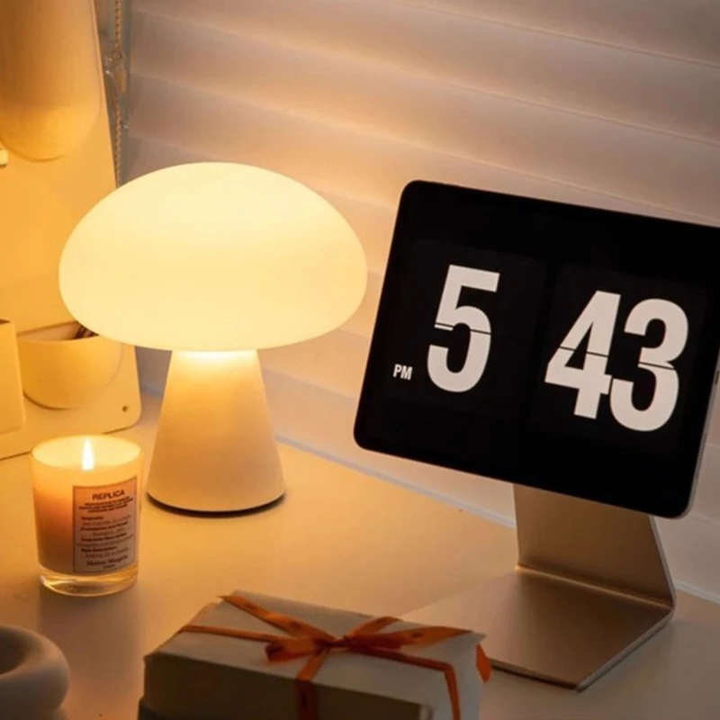 

Rechargeable Mushroom Night Light Cream Wind Bedroom Atmosphere Light Bedside Table Lamp Premium Gift