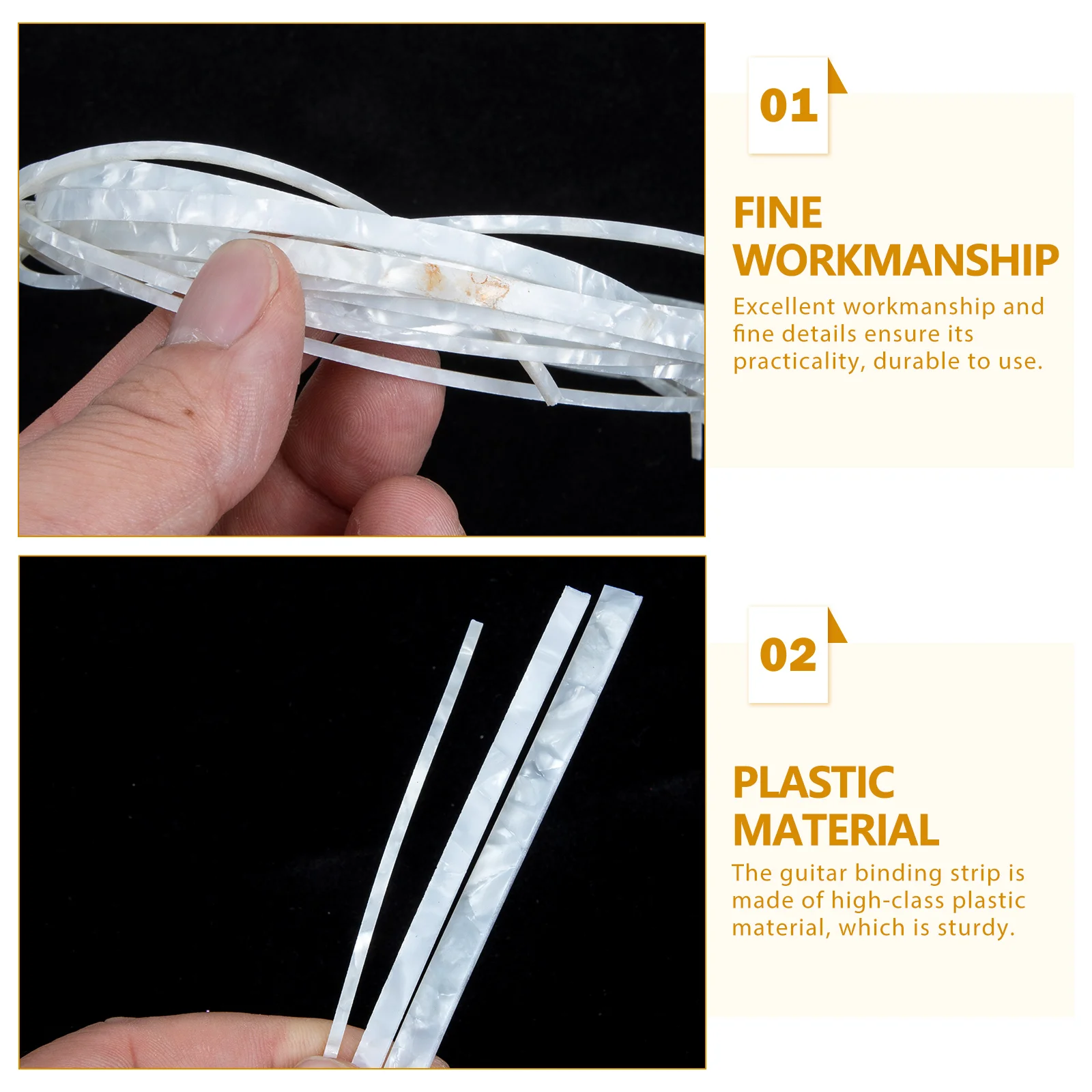 

3 Pcs Guitar Binding Strip Plastic Trim Decorative Accessory Purfling Strips for Acoustic Guitar Edge