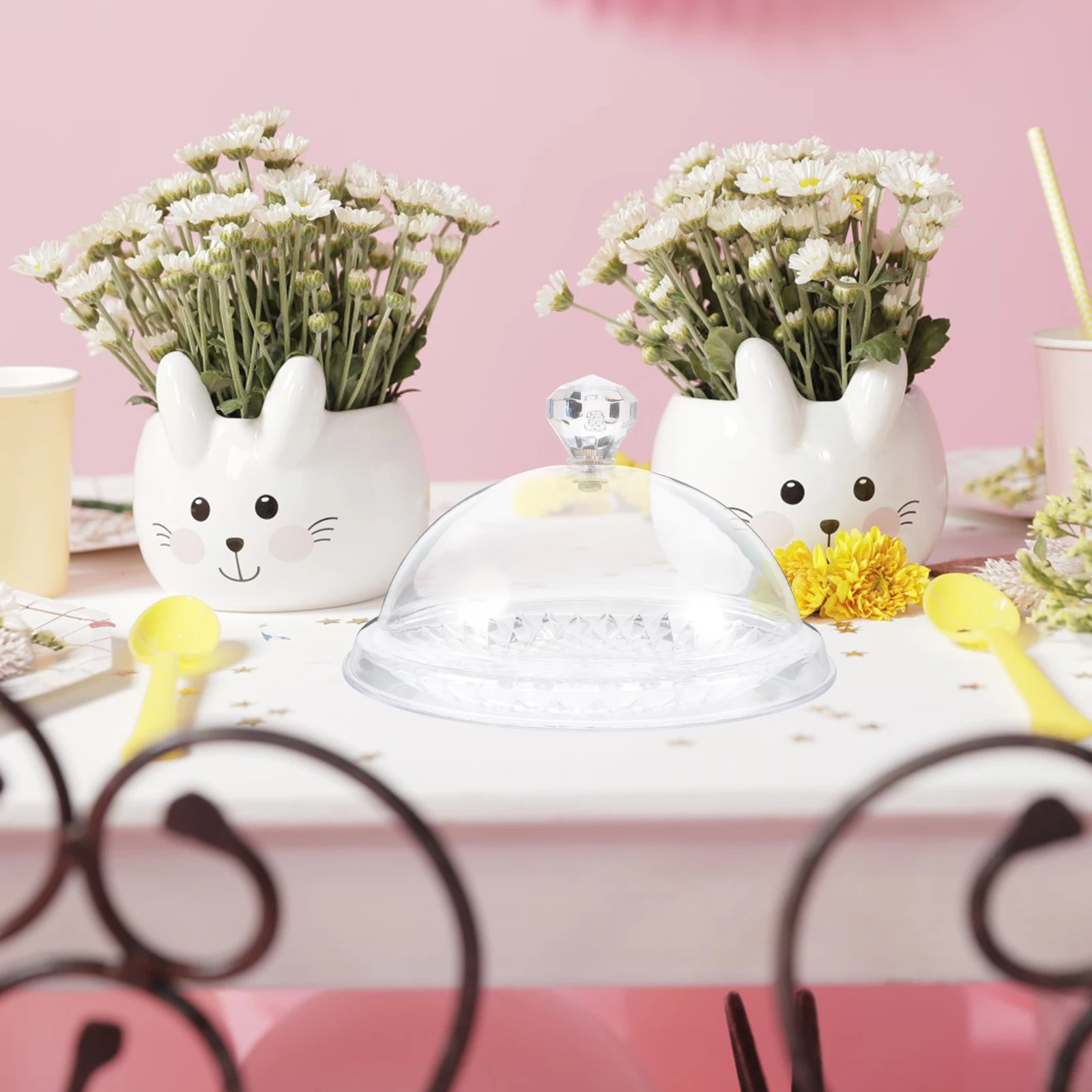 

1Set Cake Tray with Lid Smooth Plastic Cover Elegant Design for Kitchen Restaurant Party Plastic Fruit Storage Dish