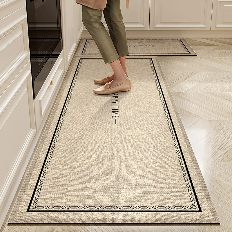 

Kitchen Floor Mat Anti-slip Oil-proof Carpet Wipeable Free Cleaning Foot Mats Long Strips of Pvc Leather Rug Alfombra De Cocina