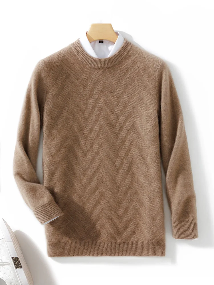 Pull en cachemire à manches longues et col rond pour hommes, pull en laine mérinos, tricots basiques, vêtements décontractés intelligents, automne, hiver, 100%