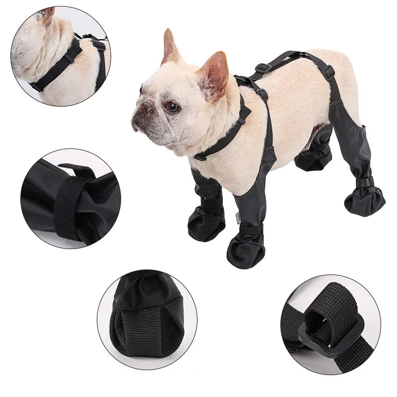 Dog Shoes Waterproof Adjustable Dog Boots Rain Day Pet Supplies Shoes For Dogs Outdoor Walking Soft French Bulldog Paws Protect