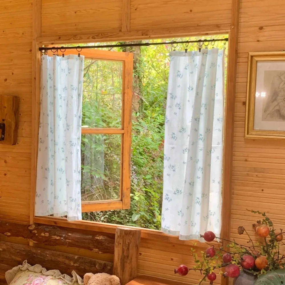 American Countryside Floral Sheer Curtains for Bed and Breakfast Bedroom Living Room No Hook Grommet Free Drapes Custom