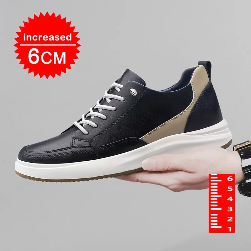 Echt leder Lift Sportschuhe für Männer atmungsaktive Schuhe atmungsaktive Einlegesohlen 6/8 cm Schuhe Herren Casual Luxus