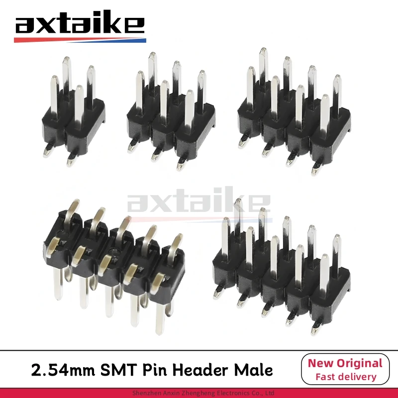 10PCS 2.54mm SMT Pin Header Male Header PCB Connector 2* 2P 3P 4P 5P 6P 7P 8P 10P 12P 15P 20P 30P 40Pin SMD Double Row Male