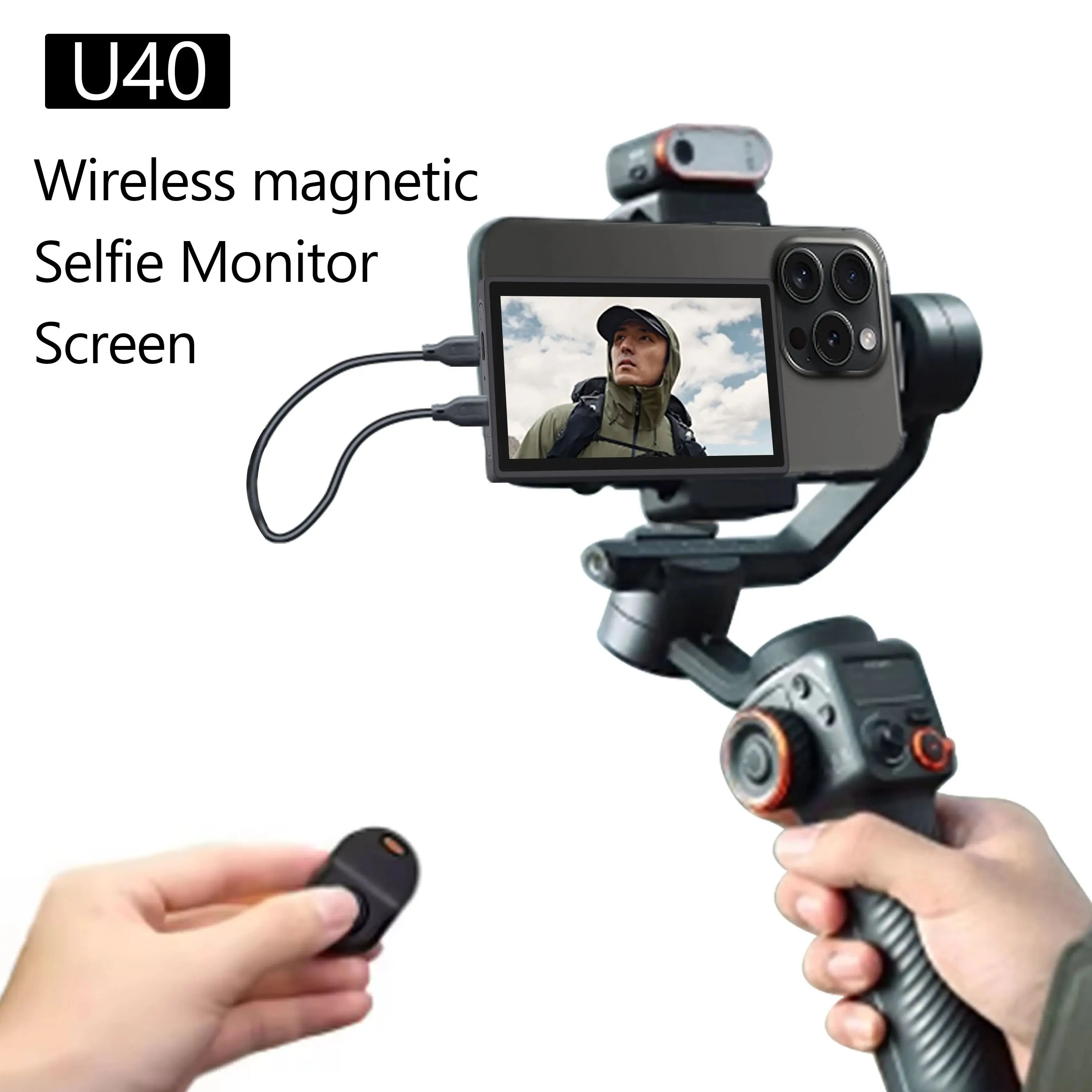 

AHXJKA Magnetic Phone Selfie Screen Display for Rear Camera Vlog Live Monitor iPhone Android Phones Smartphone Vlog Live Stream