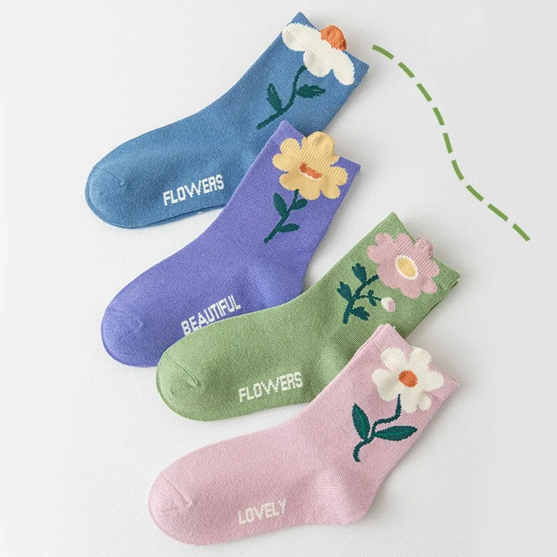 Soft Breathable Toddlers Girls Frilly Socks Cotton Baby Ankle Sock Vintage Floral Pattern Children School Sock Infant Floor Sock